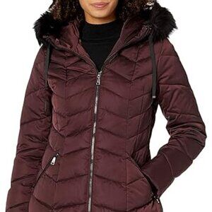 Tahari Women's Chevron Quilted Puffer Coat Size S